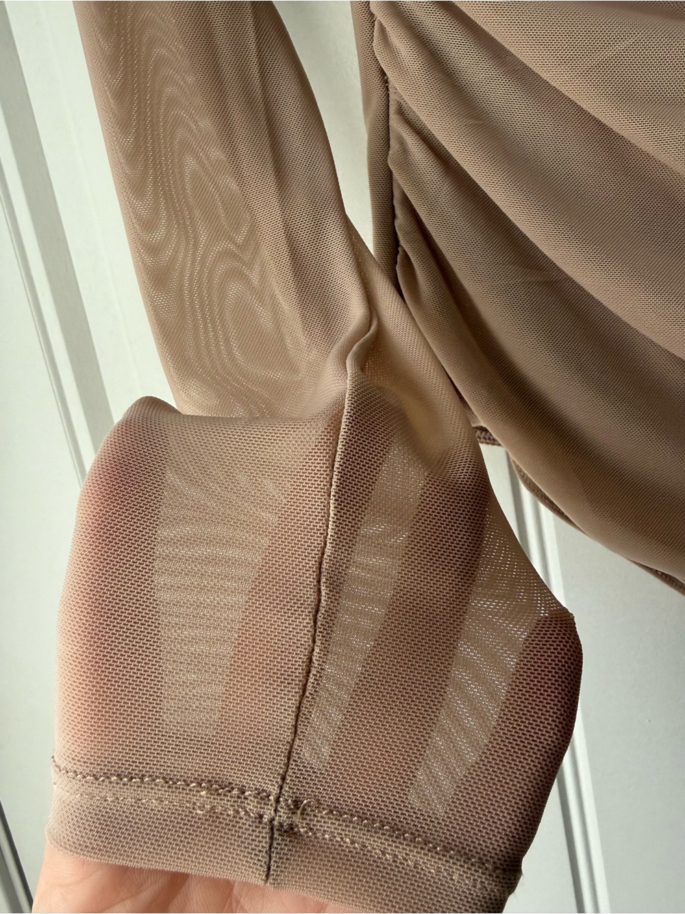 Sheer nude pink long sleeve bodysuit - Picture 4 of 4